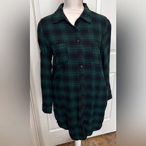S & A Green & Black Flannel Women’s Shirt Size M